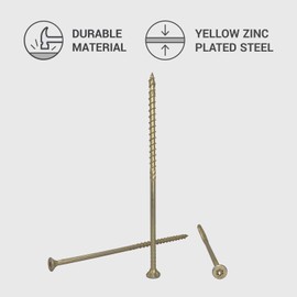 (Pack of 30 pcs) Universal Yellow Zinc Plated Steel 6.0 x 160 mm Wood Screws, Torx Head, Countersunk Head, Chipboard Screws (30, 6.0 x 160 mm)