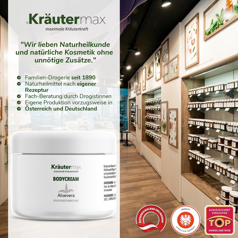 Kräutermax Aloe Vera Cream 250 ml - Moisturising Body Lotion