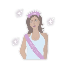 Birthday Queen Kiss-Cut Stickers - size: 2" × 2", surface: Transparent