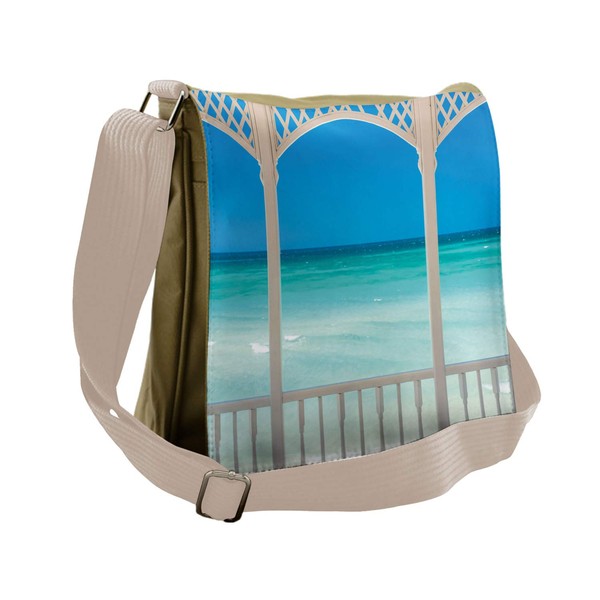 Lunarable Beach Theme Messenger Bag, Coastal Theme Maldives, Unisex Cross-body