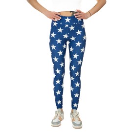 Cosplaya Womens High Waisted Striped Leggings 4th of July American Flag Stars Buttery Soft America USA 2024, M