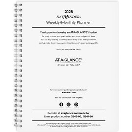 AT-A-GLANCE 2025 Planner Refill, Weekly & Monthly, 7" x 8-3/4", Medium, Executive, DayMinder, Refill for G545 Line Planners (G5455025)