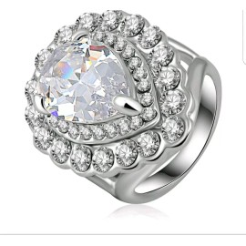 Unbranded Teardrop Pear Bridal Wedding Engagement  Sterling Silver 8.5 Austrian Crystal