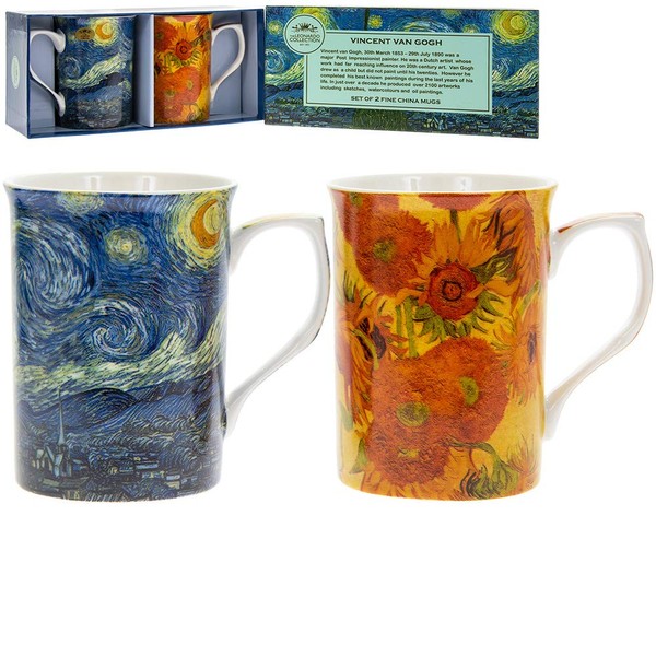 The Leonardo Collection Van Gogh Castle Mugs Set of 2, 2 Count (Pack of 1)