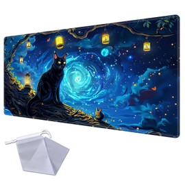 FXIANGWL for MTG Playmat for Trading Card Games, Non-Slip Rubber Smooth Surface with Stitched Edges, Durable Desk Pad for Card Games, Custom Playmat Anime Playmat, A Mysterious and Stealthy Feline