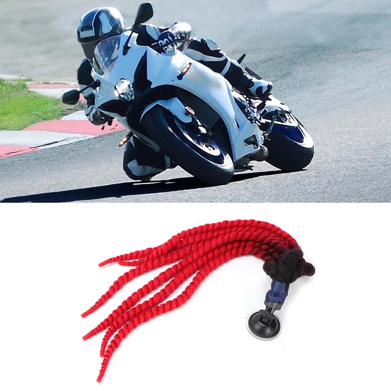 27.6in Motorcycle Helmet Hair Ponytail Braids Detachable Pigtails with Suction