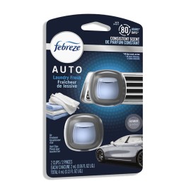 Febreze Car Vent Clip Air Freshener for Up to 30 Days, 2 Clips, Laundry Fresh