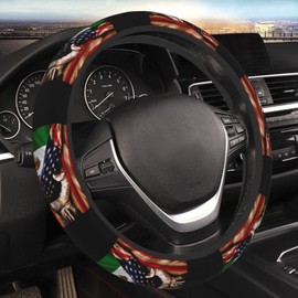 America and Mexico Mexican Mex Flag Steering Wheel Cover for Men Women Universal Fit 15 Inch Anti-Slip Elastic Thickened Steering Wheel Cover