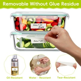 600 Blank Removable Freezer Labels with Perforation Line for Easy Distribution and Use. Waterproof and Oil-Resistant, Suitable for Food Containers, Jars, and Kitchen Organization.(1 "x 3")