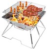 Odoland Folding Campfire Grill, 304 Stainless Steel Grate Barbeque Grill,
