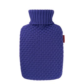 Hugo Frosch Classic Plant Hot Water Bottle 1.8 L with Organic Knitted Cover Blueberry
