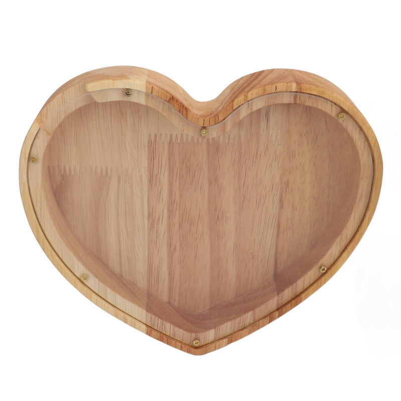 Heart Shaped Storage Box Transparent Acrylic Panel Wooden Display Case