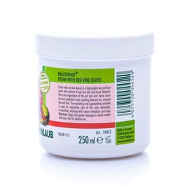 Kräuterhof® Creme mit Rotem Weinlaub (250ml) – hochwertige Bein- und Fußcreme mit Extrakten aus Rotem Weinlaub & Rosskastanie, eine pflegende Massage bringt Ihre Beine wieder in Schwung