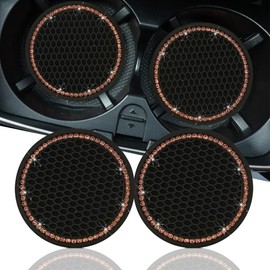 Gseigvee Vehicle Car Coasters 2 Pack,Universal Cup Holder Insert Coaster,Bling Crystal Rhinestone Car Interior Accessories for Women Girl Pink