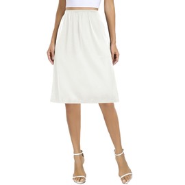Dressever Women's Underskirt, Long Skirts for Underdress, Silky Touch Underskirts, Elegant Invisible Petticoat, 59-white