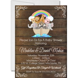 Noah's Ark Baby Shower Invitations With Envelopes, Christian Baby Shower Invitations