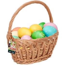KOTARBAU® Wicker Basket with Handle Children's Easter Basket with Handle Small Round 230 x 200 mm Easter Basket Wicker Small Easter Baskets Braided Basket with Handle Easter Basket Handle Basket