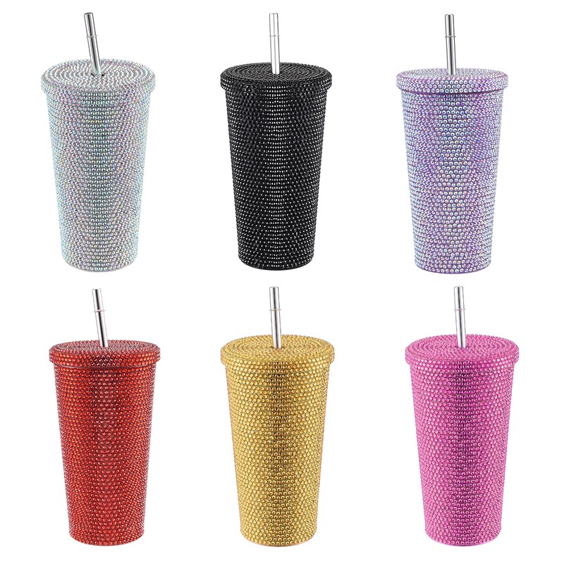 500ml Water Bottle Stainless Steel Rhinestone Decoration Vacuum Water Cup