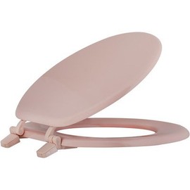 PROPLUS 2479733 Round Wood Toilet Seat with Closed Front, Pink