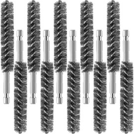 Geiserailie Bore Brush Bristles Wire Brush for Power Drill Cleaning Wire with Hex Shank Handle for Power Drill Cleaning(10 Pieces,Stainless Steel)