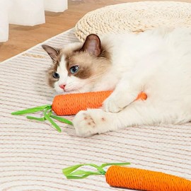 LOVELY CAVES Cotton Cat Carrot Sound Chew Toy (2 Count)