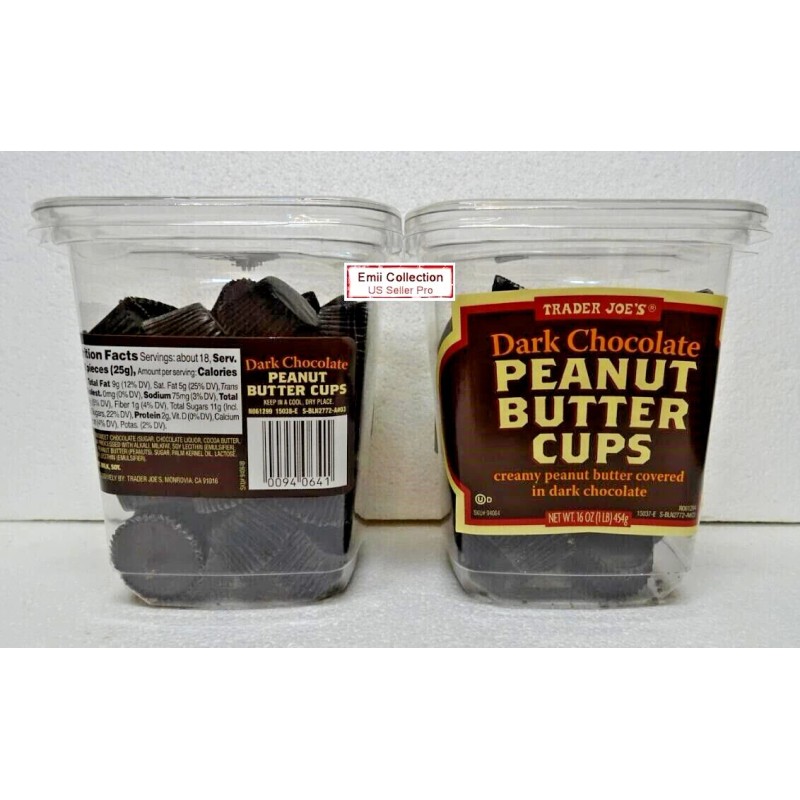Trader Joe's Dark Chocolate Peanut Butter Cups 16oz 454g Bundle