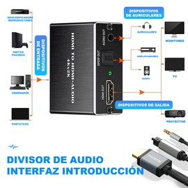 Genérico Separador de audio HDMI 4K x 2K, Divisor HDMI a HDMI SPDIF 4K，3.5mm Salida de Audio Convertidor(Separador de audio HDMI)