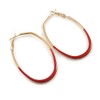 60mm Tall/Gold Tone with Red Enamel Oval Hoop Earrings/Large Size