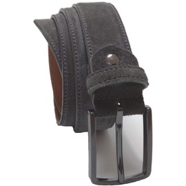 QUAMOD Suede Belt for Men and Women, High-Quality Velour Leather Belt, Unisex, 3.5-4 cm (35-40 mm) Wide, Suede Belt with Gift Box, Environmentally Friendly and Fair Production, 35 mm grey