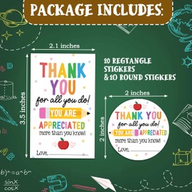 HandEasy 40 Pcs First Day of School Gift Tags, Welcome Back to School Adhesive Gift Labels Stickers, Thank You for All You Do,Classroom Party Favors Present Decorations-A04