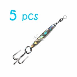 Fish WOW! 5pcs 1oz Diamond Jig Mylar Holographic Laser jigs with a Treble Hook
