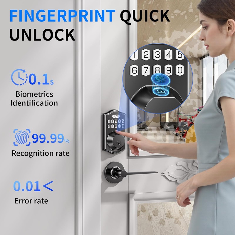keyless Entry Door Lock deadbolt with Handle Set- Front Door