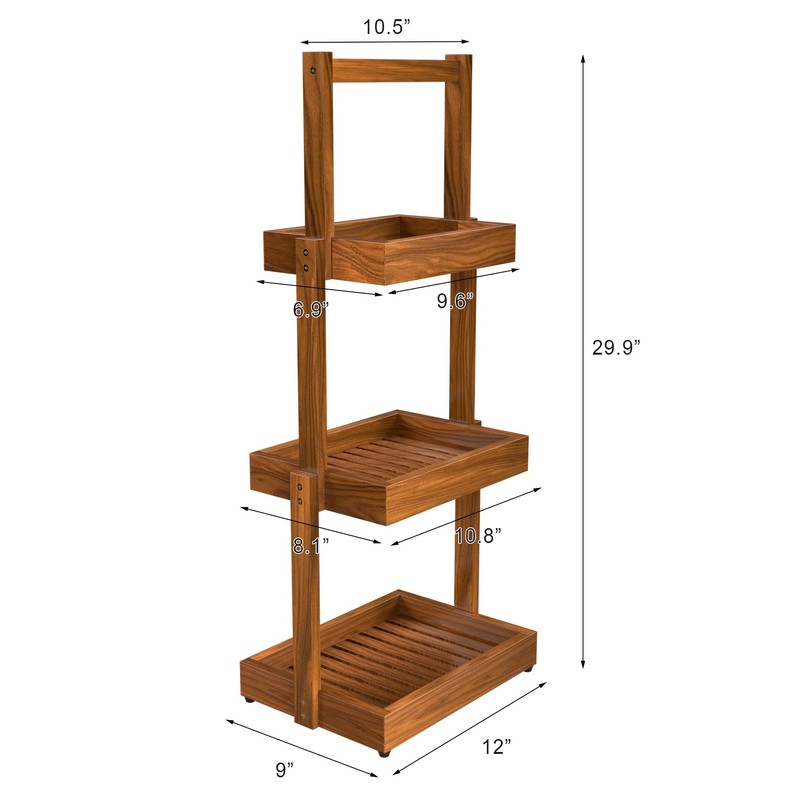 promitop Teak Shower Shelf Bathroom Organizer - 3 Tier Multipurpose