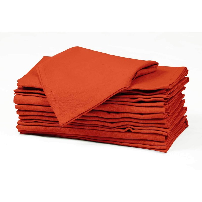 S4Sassy Orange Solid Home Decor 12 Pcs Cotton Napkin Solid