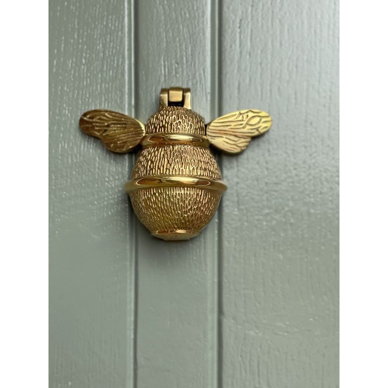 Gold Bee Door Knocker for Front Door | Polished Solid
