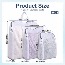 3PCS Mesh Laundry Bags for Delicates, S/M/L 3D Design Delicates Laundry Bag