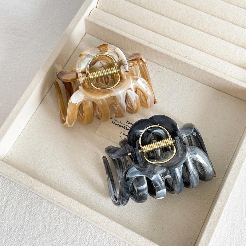 FRDTLUTHW 2PCS 3.74Inch Large Cellulose Acetate Octopus Hair Claw Clips