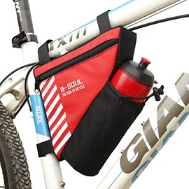 LONTG Bike Frame Bag Bike Pouch with Bottle Holder Bike Top Tube Bag MTB Triangle Bag Cycling Bag Bicycle Storage Bag Bike Repairing Tool Bag for Phone Purse Earphones Repair Tool Kit 20.5x18x5cm
