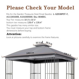 SCOCANOPY Replacement Cover Fit for 10X10 Ft Easy Up Domed Softtop Gazebo L-GZ038PST-F，(Gray)