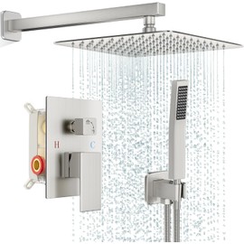 Ducha Empotrados Set Regadera Cuadrada 10 Pulgadas y Monomando Para Regadera, Sistema de Ducha, Sistema de Ducha Inteligente Mezclador, Plateado para 