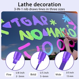 BIGTHUMB 3 Pcs Purple Jumbo Permanent Markers: 15mm Wide Tip Thick Acrylic Paint Pen Large Calligraphy Marker for Rock Painting, Poster, Sign, Canvas, Glass, Wood, Ceramic