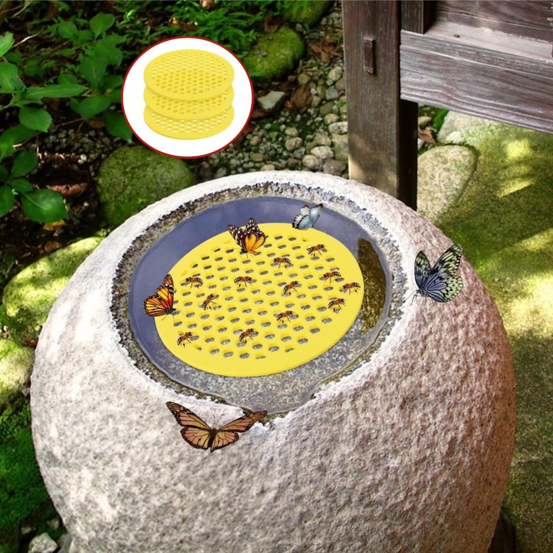 4Pcs Round Bee Feeder, Floating Butterfly Bee Watering Station, Outside