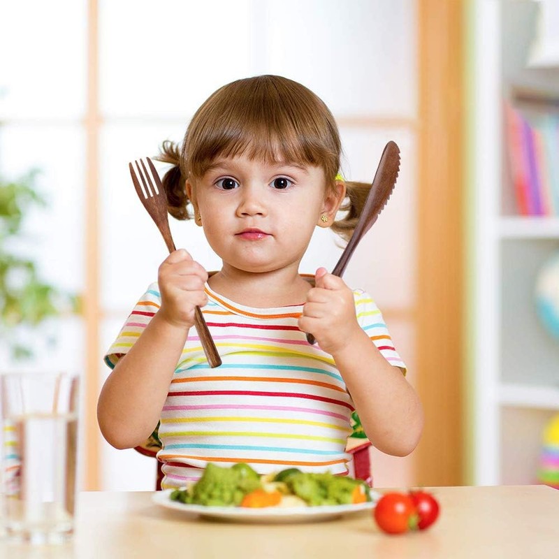 Wooden Spoon Fork Knife Eating Flatware Set Portable Utensil Set