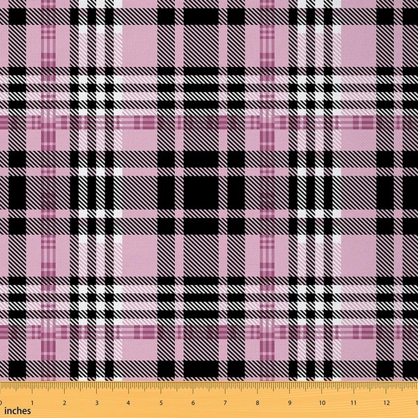 Plaid Fabric by The Yard, Feminine Pink Grid Classical Checkered