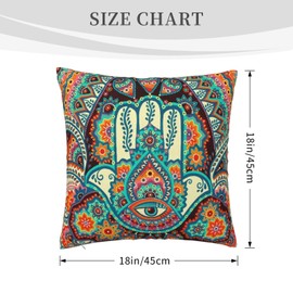 Hamsa Hand Throw Pillow Covers 18"X18" Cozy Velvet Square Throw Pillowcases Home Decor For Bed Couch Sofa Living Room Cushion Cover