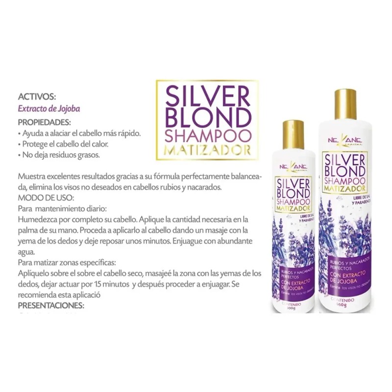 Shampoo Matizador Silver Percapelli 300ml Libre De Sal