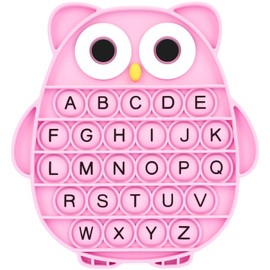 Fidget Toys for Kids, Owl Shaped Silicone Squeeze Sensory Toys, Alphabet Bubble Stress Anxiety Relief Relax Tools for Kids Adults School Classroom Gift Party Favors (Pink)