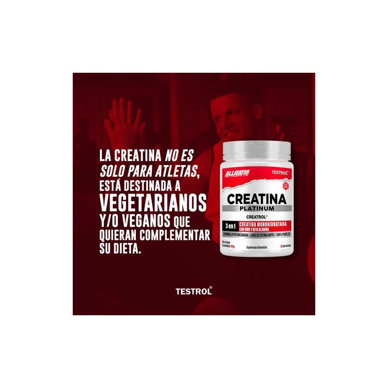 Creatina Platinum Testrol 30 Servicios Sin Sabor Carga Muscular y