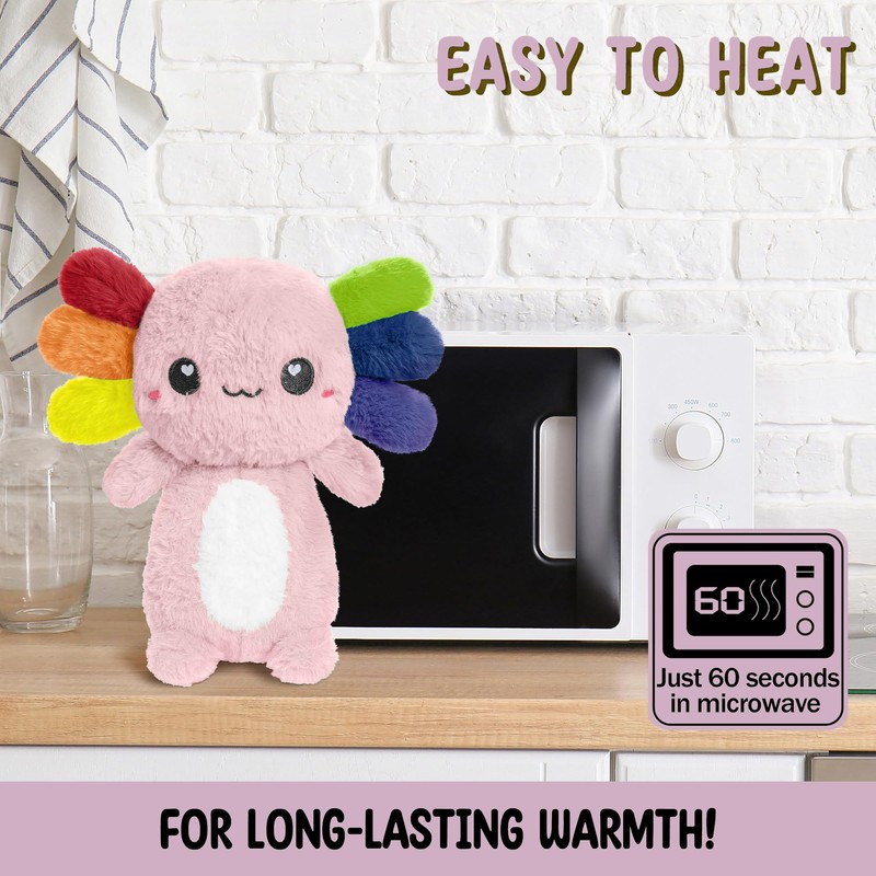 Rainbow Axolotl Microwavable 1.5 lbs Unscented Heating Pad for Women