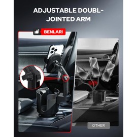 Benlari Upgraded Car Phone Holder - 2 in 1 Adjustable Cup Holder Expander Support 360° Degree Rotation - Car Cup Holder Phone Mount Compatible with All Smartphones